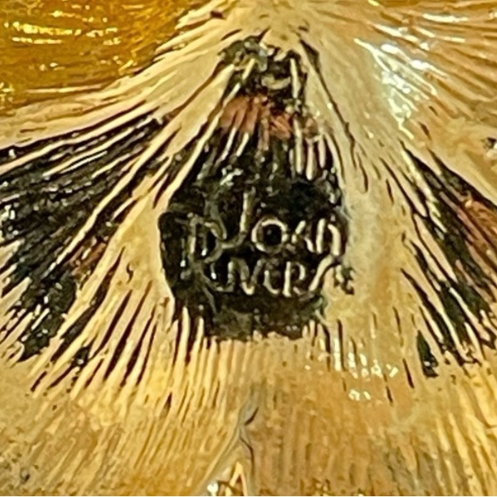 Vintage Joan Rivers Gold Plated Flower Brooch With Enamel And Swarovski Crystals - Picture 5 of 5